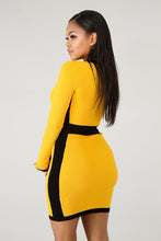 Load image into Gallery viewer, Yellow &amp; Black Knit Body-Con Dress